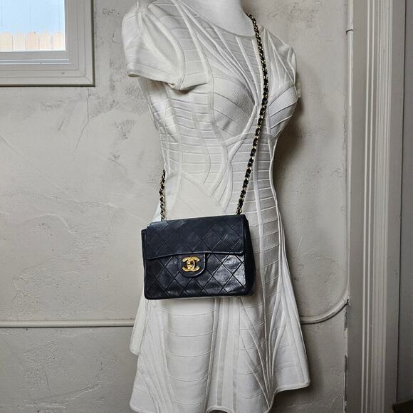 SOLD Chanel Vintage Square Classic Single Flap Bag Quilted Lambskin Mini - Picture 13 of 13